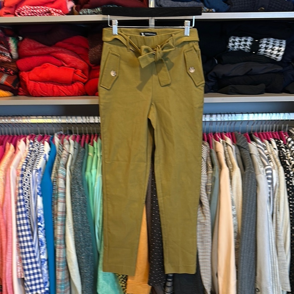 Jules & Leopold olive elastic waistband front tie pants size S